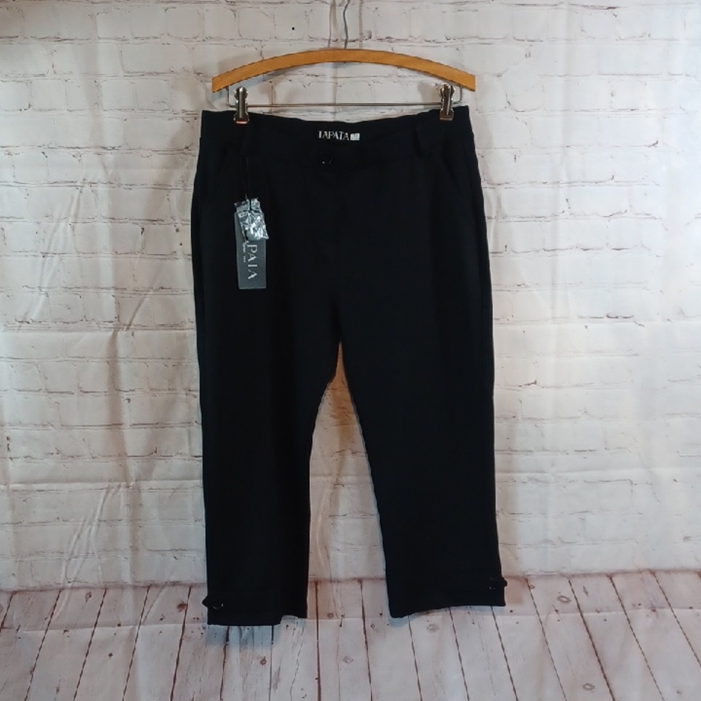 Tapata Soft Nylon Blend  Black Capri Business Casual Dressy Soft  Pants NWT 14